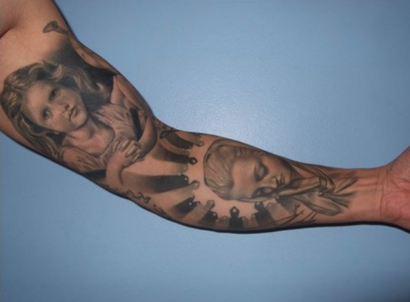 Tattoos - Ray's black and grey religious sleeve - 63620